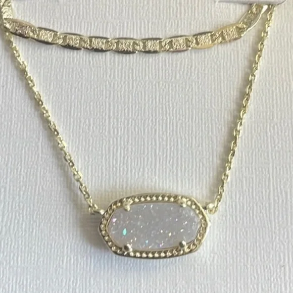 Elisa Multi Strand Necklace Gold Iridescent Drusy - Picture 1 of 3